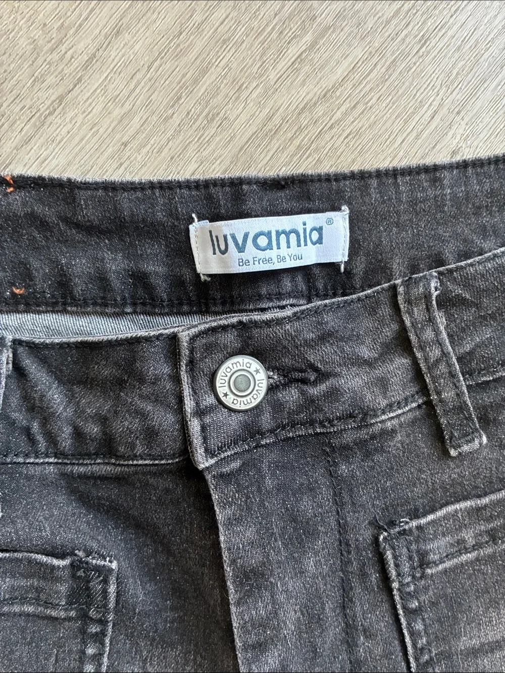 NWOT Luvamia High Rise Black Wide Leg Jeans with Front Patch Pockets